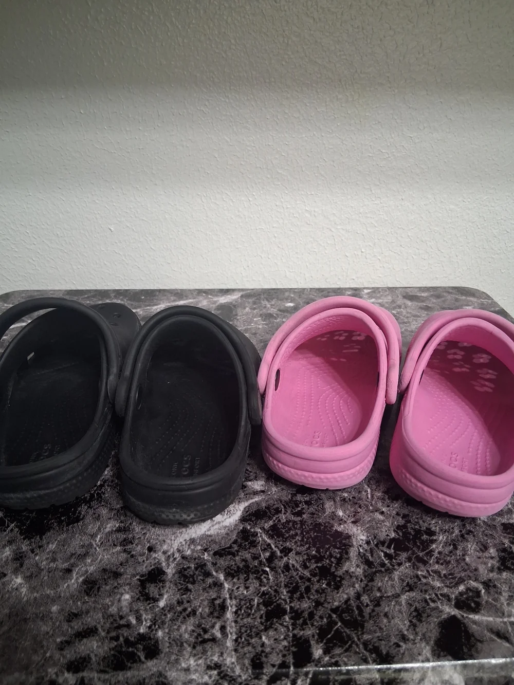 Lil Girls Bundle Set Of Crocs Size 8 & 9 Classic Clogs With 24 M Jacket